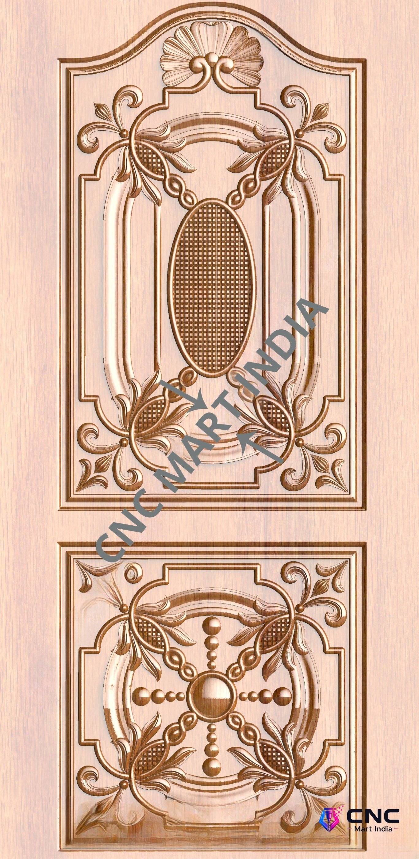 Arch - ARCH-37 Classic Floral Filigree Luxury Wood Carving Door Design